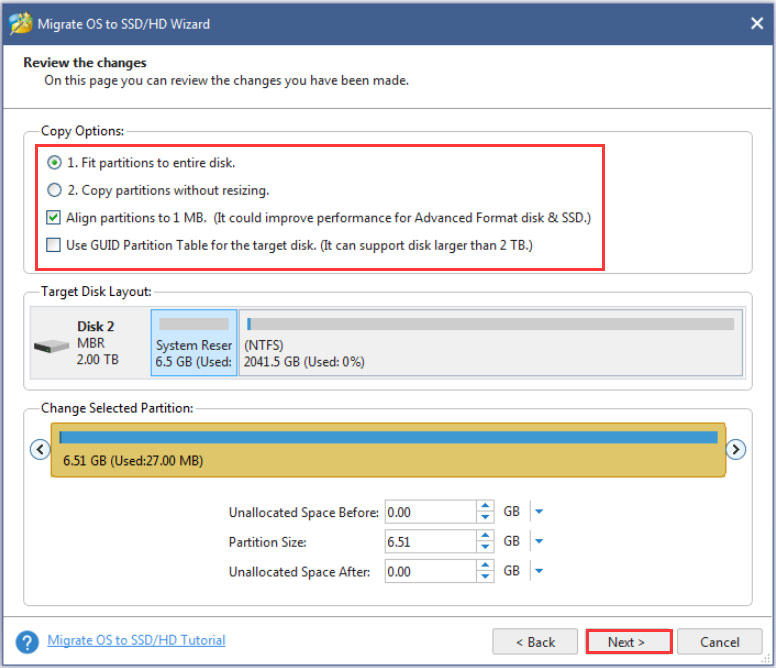 select the copy method