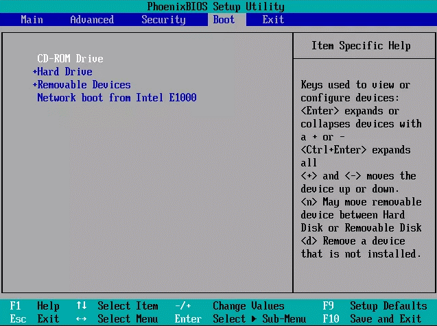 change the boot order in BIOS