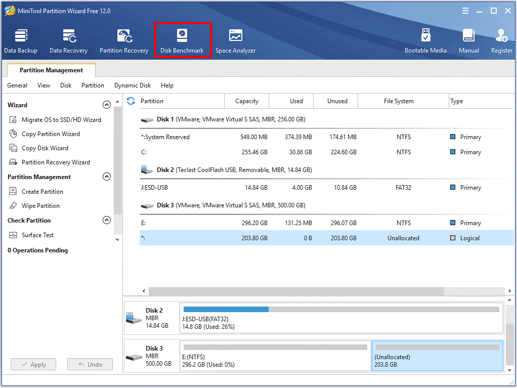 click on Disk Benchmark