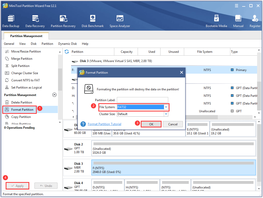 format an external hard drive with MiniTool Partition Wizard