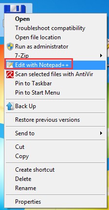 choose Edit with Notepad