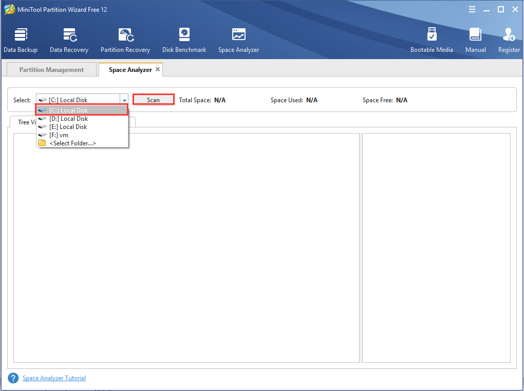 select C drive and click on Scan