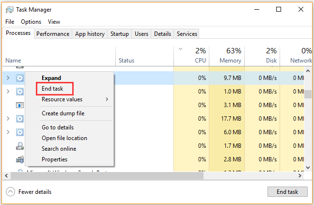 right click the app and select End Task
