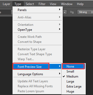 disable Font Preview