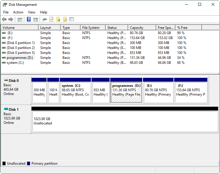 Windows 10 Disk Management