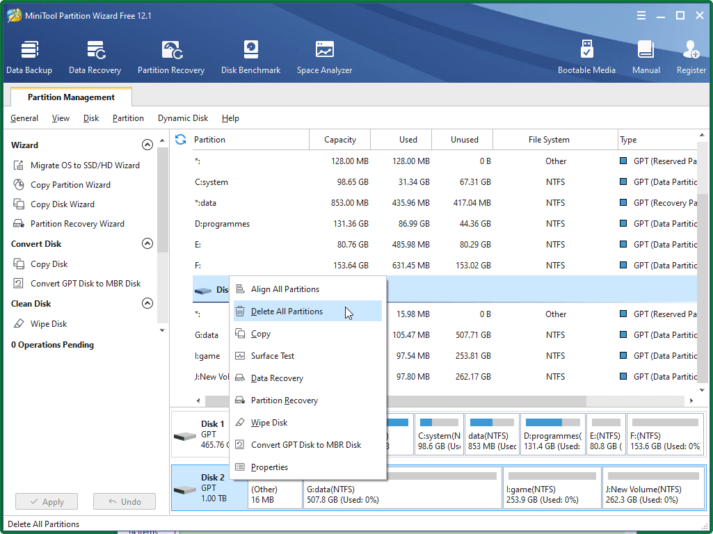 Choose Delete All Partitions