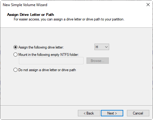 Assign Drive Letter or Path