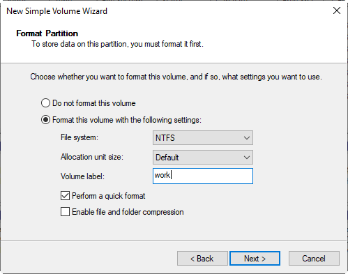 Format New Partition