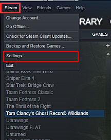 click on Steam and Settings