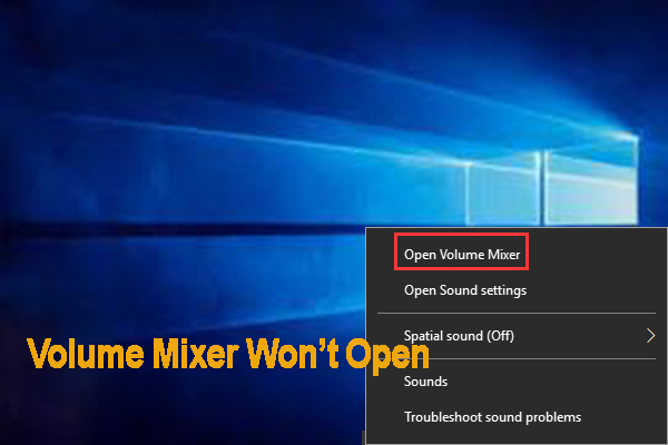 volume mixer wont open thumbnail