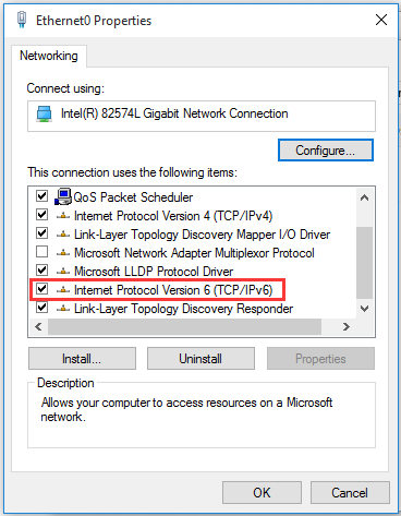 select Internet Protocol Version 6