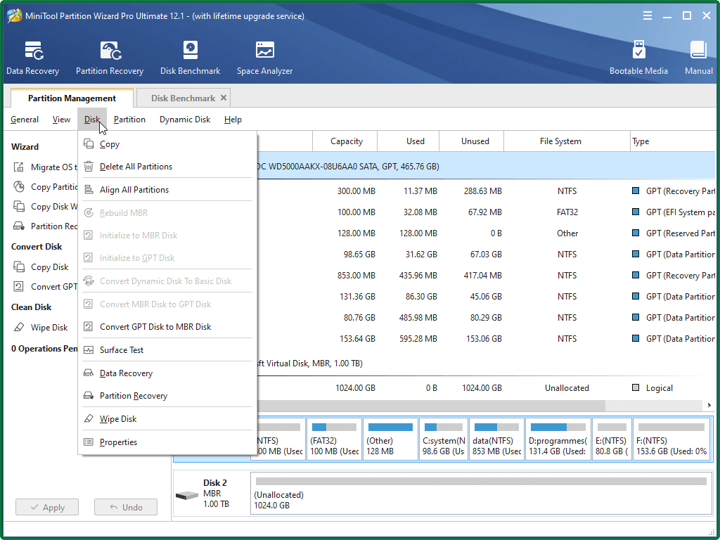 MiniTool Partition Wizard Disk Management