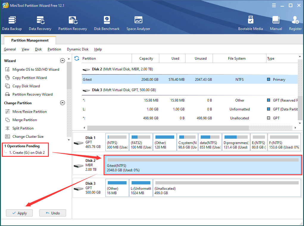 Apply New Partition Creation