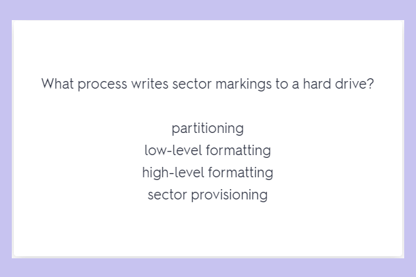 what process writes sector markings to a hard drive