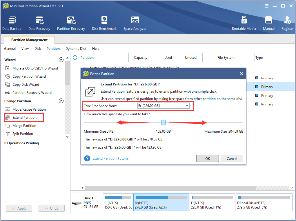 extend partition