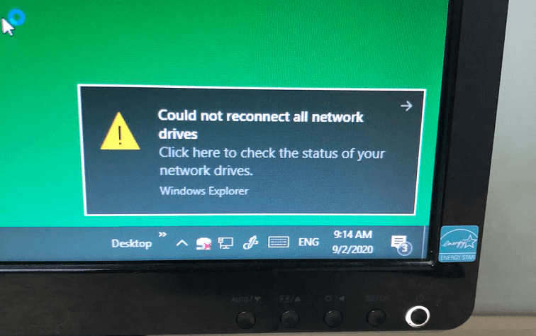 Could Not Reconnect All Network Drives Windows 10