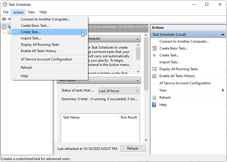 Create Task in Task Scheduler