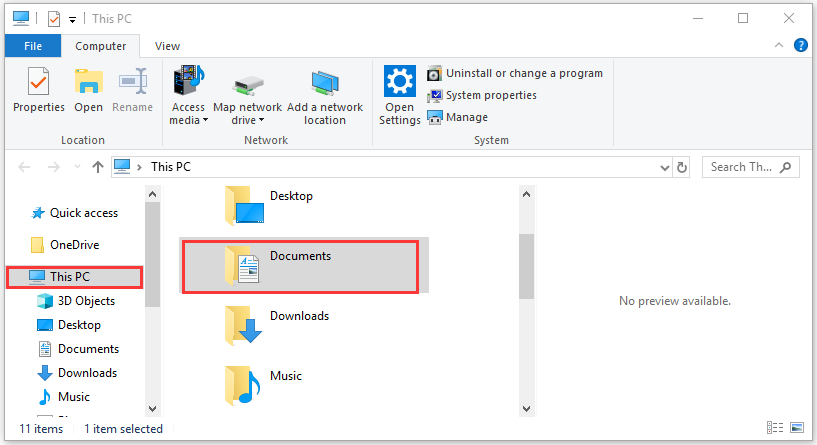 click on Documents