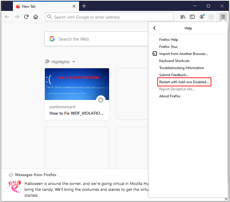 turning off safe mode in firefox