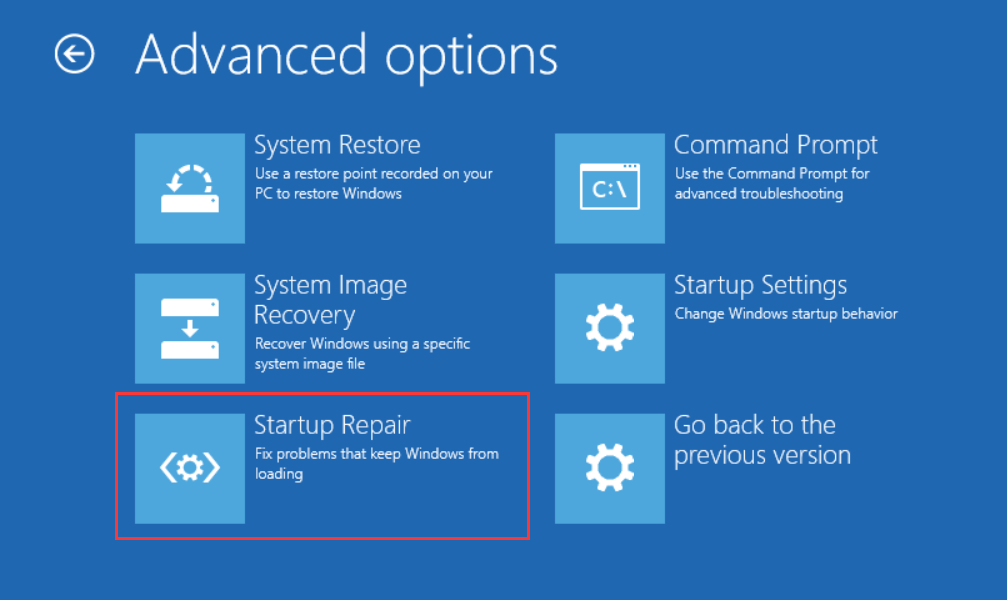 select Startup Repair