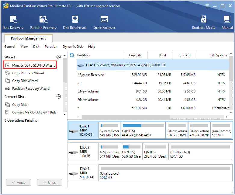 click Migrate OS to SSD/HD Wizard