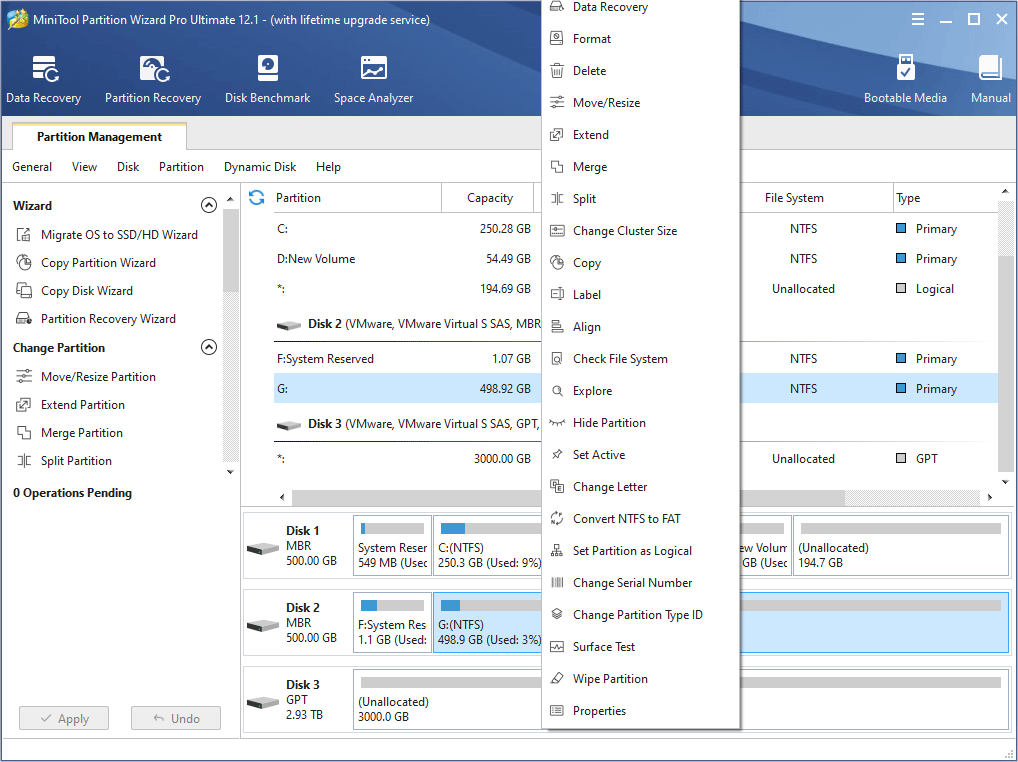 manage drive with MiniTool Partition Wizard