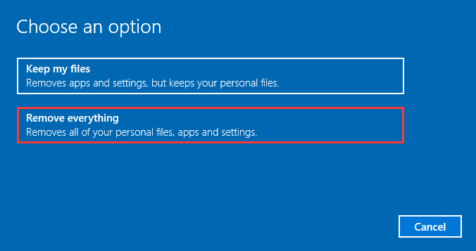 click on Remove everything