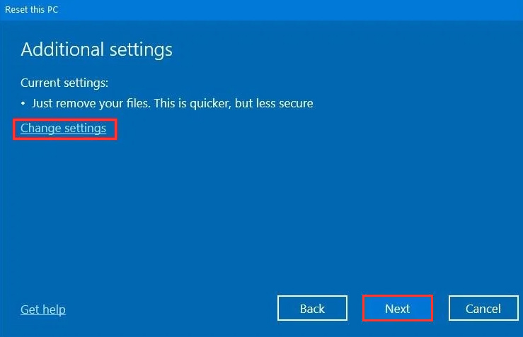 click on Change settings