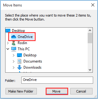 move personal files to OneDrive