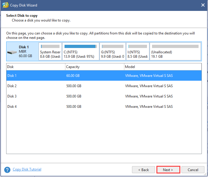 select the original disk