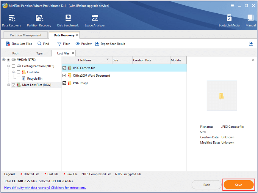 check files and folders and click Save