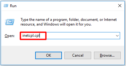 open Internet Properties from run window