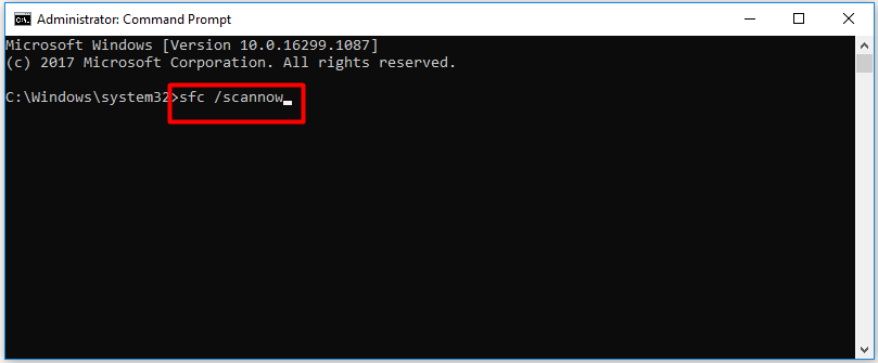type and execute the scannow command