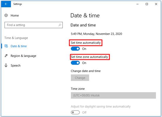 set time automatically