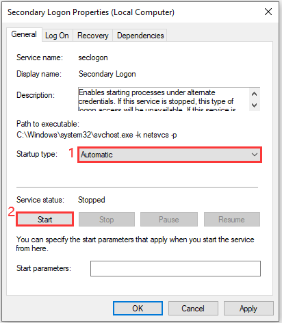 enable Secondary Logon