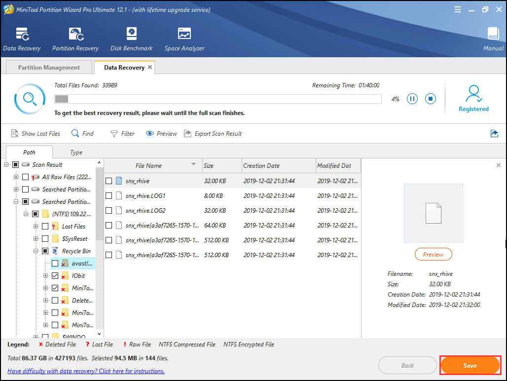 save your desired data