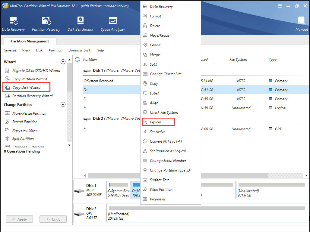 Explore partition and back up data