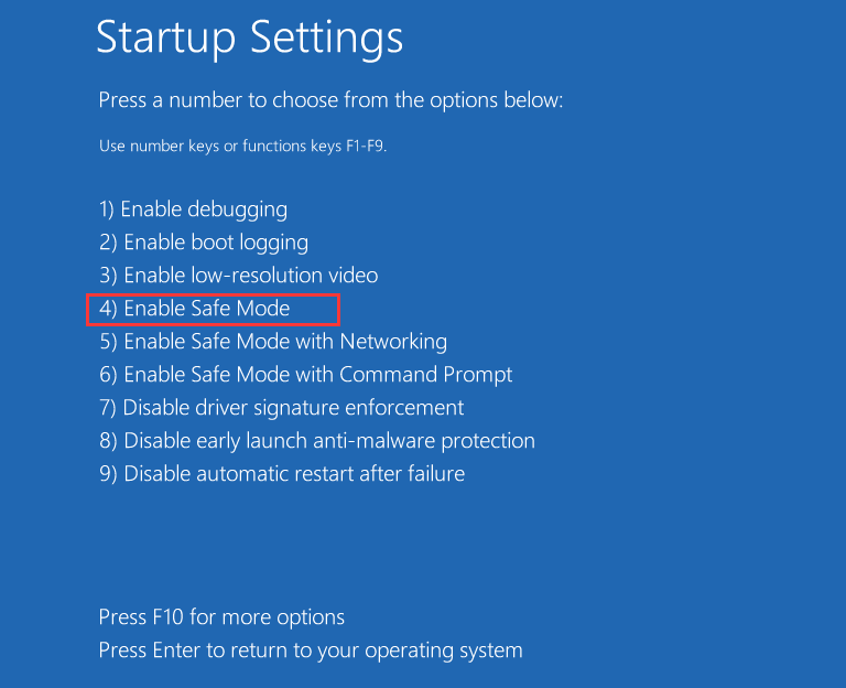 choose Enable Safe Mode