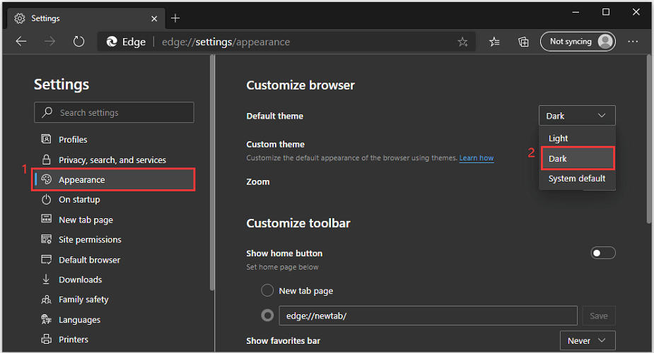 how to activate firefox dark theme