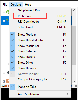 choose Preferences