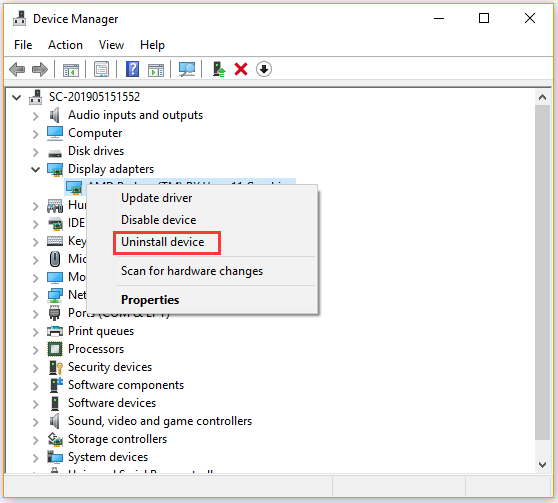 uninstall Graphics card driver