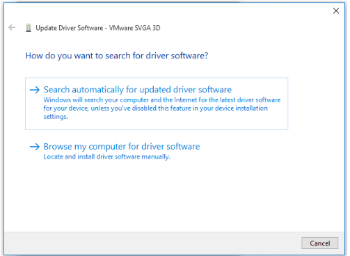 select Search automatically for updated driver software