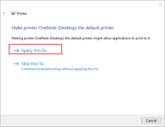 click Apply this fix