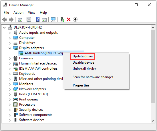 click Update driver