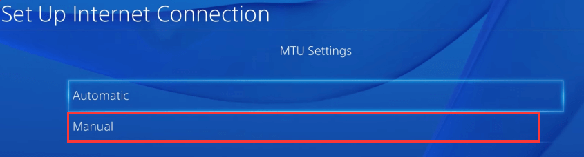 select Manual MTU settings option