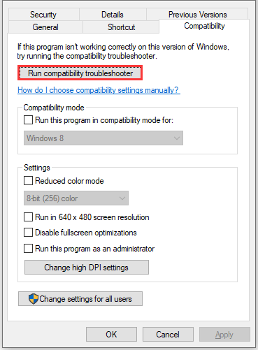 run compatibility troubleshooter