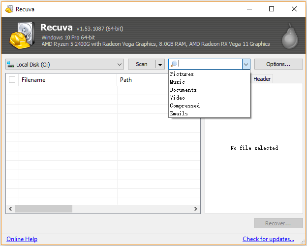 Recuva program