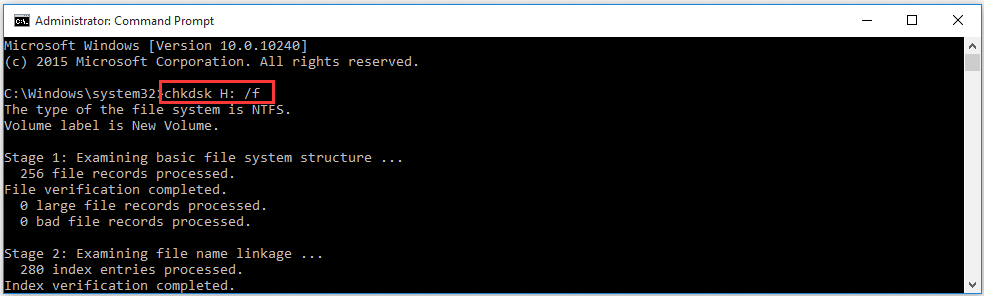 run chkdsk command