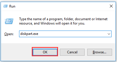 input diskpart.exe and click OK