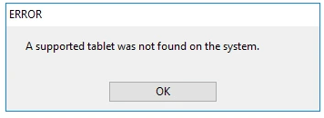 error a supported tablet was not found on the system